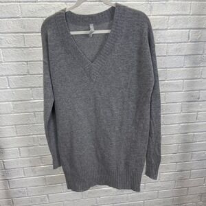Athleta Cashmere Blend V-Neck Tunic Sweater Gray Womens S Quiet Luxury‎